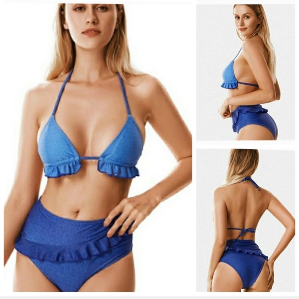 👙JOJO LEMON Women’s Off Shoulder High Waisted Bikini Set Size XXL